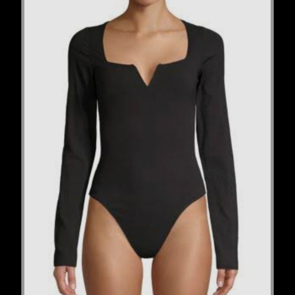 Free Peaple Next Black Long Sleeve Bodysuit